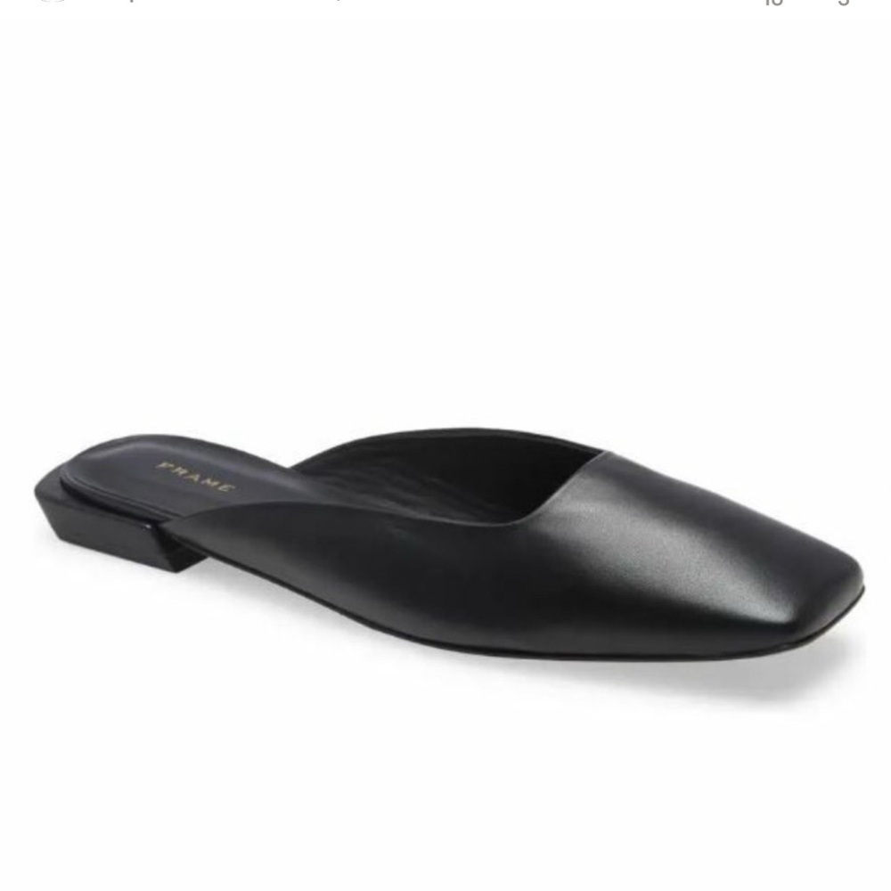 FRAME Le Town Leather Mules Slides Square Toe Noir 8